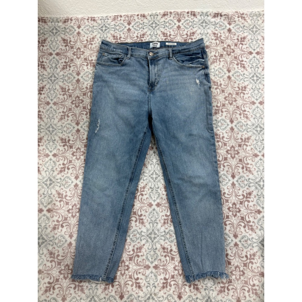 Kensie Jeans Vintage Luxe Ultimate High Rise Skinny Medium Wash Frayed Hem 14/32